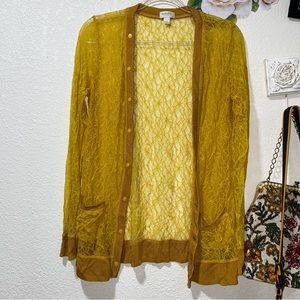 Rodarte Lace Cardigan Yellow